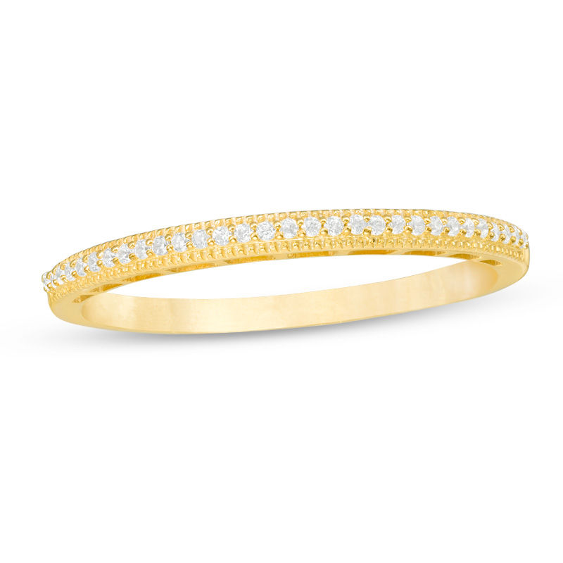 Main Image 1 of 0.06 CT. T.W. Diamond Vintage-Style Wedding Band in 10K Gold