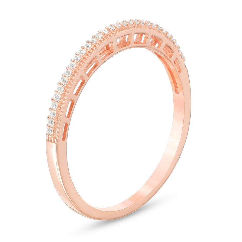 Main Image 2 of 0.06 CT. T.W. Diamond Vintage-Style Wedding Band in 10K Rose Gold