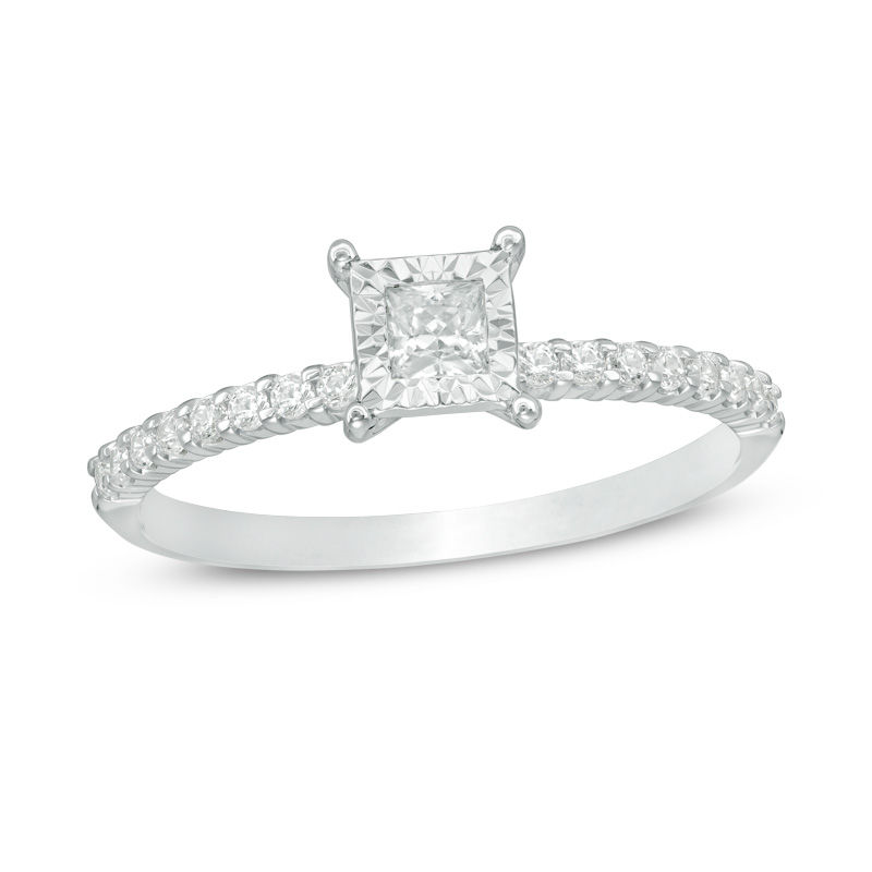 0.33 CT. T.W. Princess-Cut Diamond Engagement Ring in 14K White Gold