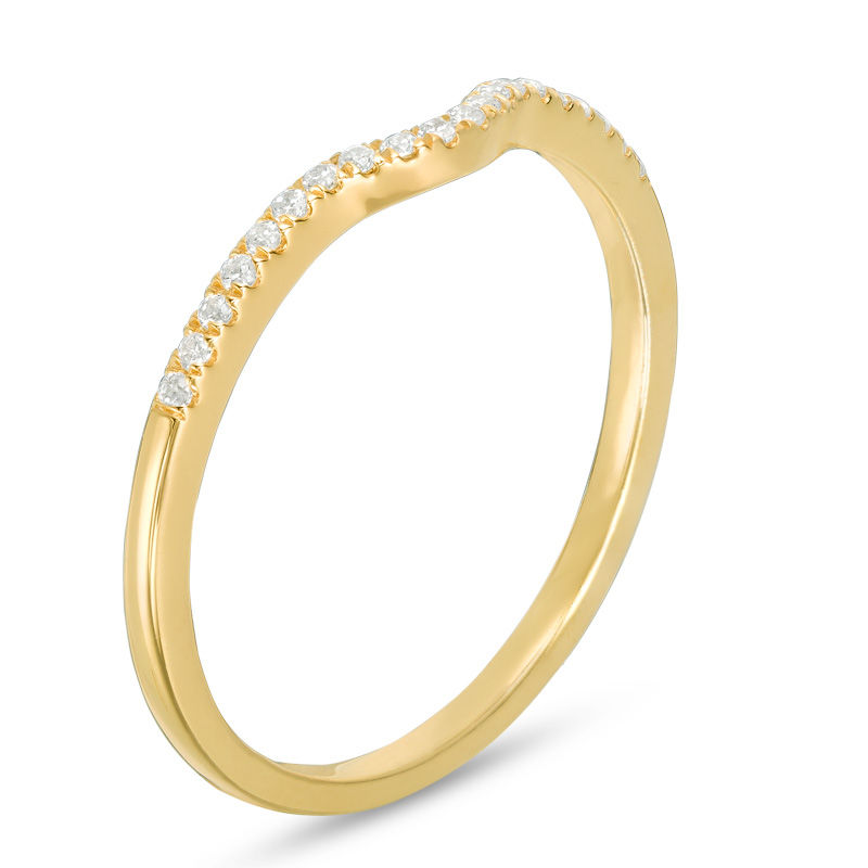 Main Image 2 of 0.09 CT. T.W. Diamond Contour Wedding Band in 10K Gold