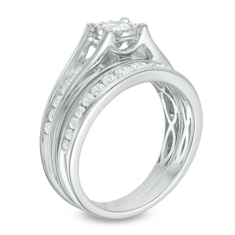 Main Image 2 of 1.00 CT. T.W. Diamond Bridal Set in 10K White Gold