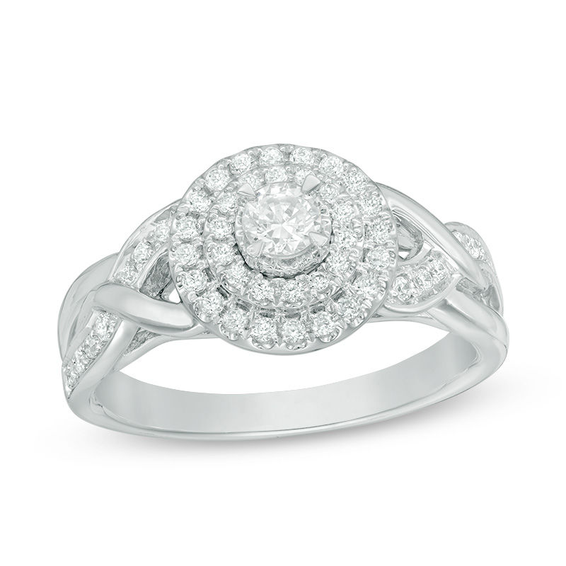 0.50 CT. T.W. Diamond Double Frame Engagement Ring in 10K White Gold