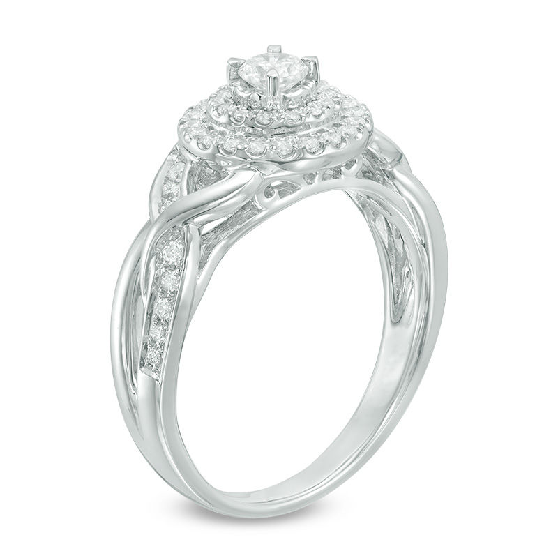 Main Image 2 of 0.50 CT. T.W. Diamond Double Frame Engagement Ring in 10K White Gold