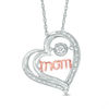 Unstoppable Love™ Diamond Accent "mom" Tilted Heart Pendant in Sterling Silver and 10K Rose Gold