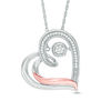 Unstoppable Love™ 0.07 CT. T.W. Diamond Tilted Swirl Heart Pendant in Sterling Silver and 10K Rose Gold