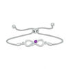 Thumbnail Image 0 of Couple’s Simulated Birthstone Infinity Bolo Bracelet in Sterling Silver (2 Stones)