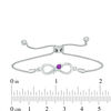 Thumbnail Image 1 of Couple’s Simulated Birthstone Infinity Bolo Bracelet in Sterling Silver (2 Stones)