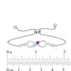 Couple’s Simulated Birthstone Infinity Bolo Bracelet in Sterling Silver (2 Stones)