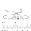 Thumbnail Image 1 of Couple’s Simulated Birthstone Double Heart Infinity Bolo Bracelet in Sterling Silver (2 Stones) - 8.0"
