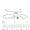 Couple’s Simulated Birthstone Double Heart Infinity Bolo Bracelet in Sterling Silver (2 Stones) - 8.0"
