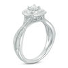 0.50 CT. T.W. Diamond Double Cushion Frame Twist Engagement Ring in 10K White Gold