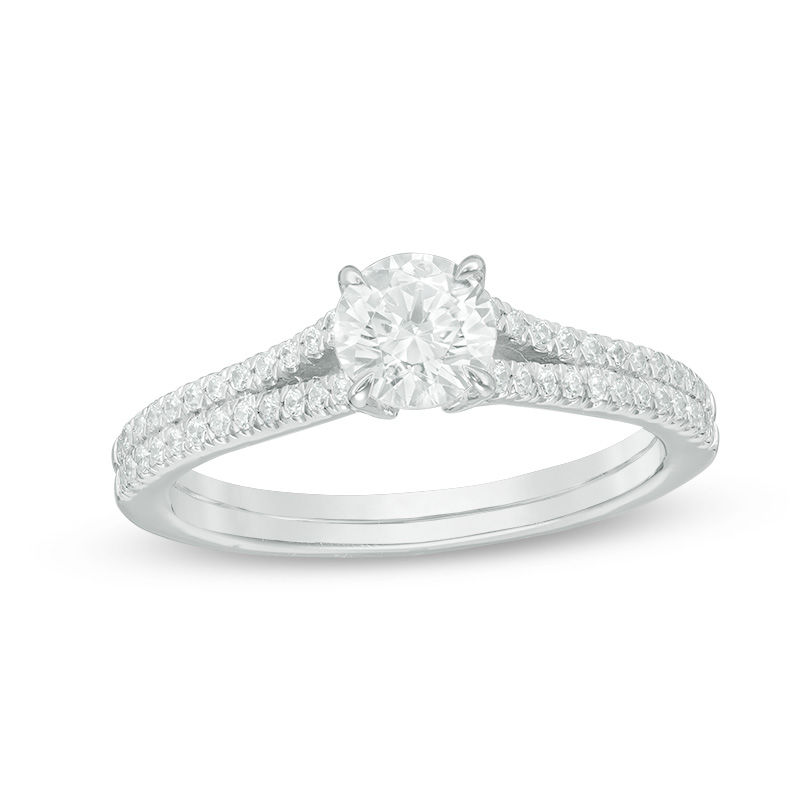 1.00 CT. T.W. Diamond Split Shank Engagement Ring in 14K White Gold|Peoples Jewellers