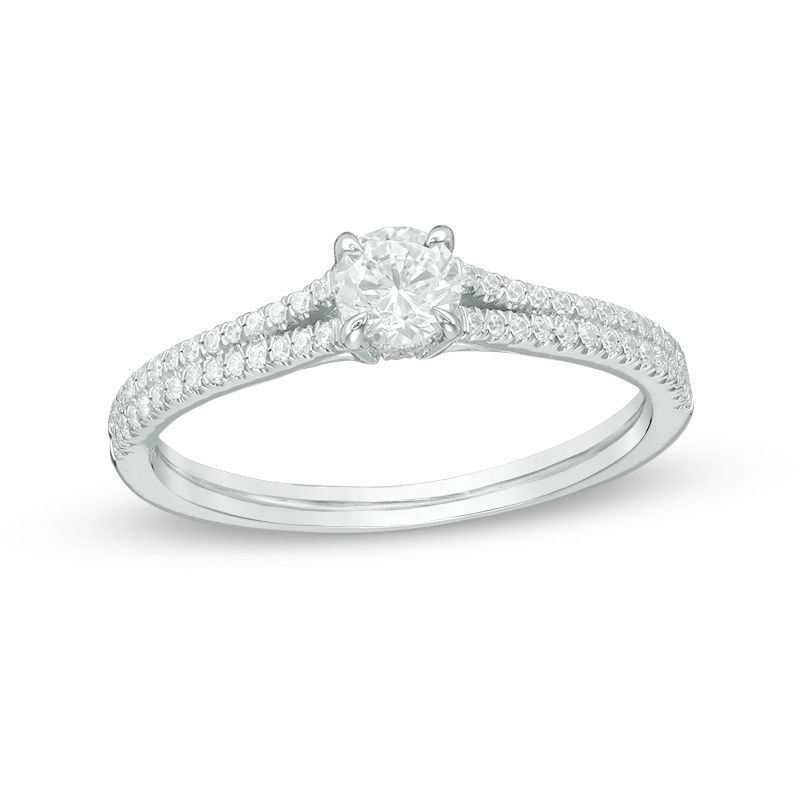 0.50 CT. T.W. Diamond Split Shank Engagement Ring in 14K White Gold