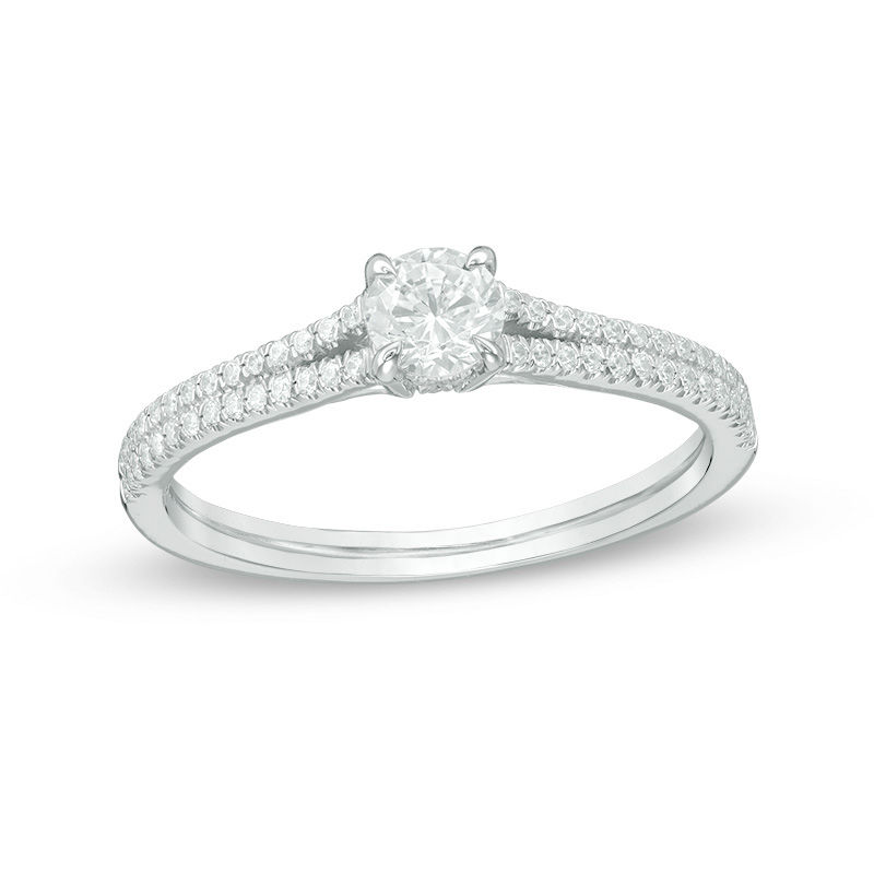 Main Image 1 of 0.50 CT. T.W. Diamond Split Shank Engagement Ring in 14K White Gold