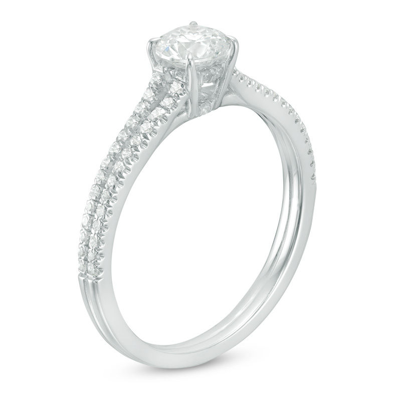 0.75 CT. T.W. Diamond Split Shank Engagement Ring in 14K White Gold