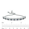 Thumbnail Image 1 of Lab-Created Blue Sapphire and 0.09 CT. T.W. Diamond Frame Bolo Bracelet in Sterling Silver - 9.5"