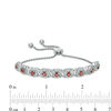 Thumbnail Image 2 of Garnet and 0.09 CT. T.W. Diamond Frame Bolo Bracelet in Sterling Silver - 9.5"