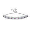 Thumbnail Image 0 of Amethyst and 0.09 CT. T.W. Diamond Frame Bolo Bracelet in Sterling Silver - 9.5"