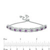 Thumbnail Image 1 of Amethyst and 0.09 CT. T.W. Diamond Frame Bolo Bracelet in Sterling Silver - 9.5"
