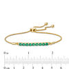 Thumbnail Image 2 of Lab-Created Emerald Nine Stone Bar Bolo Bracelet in 10K Gold - 9.5"