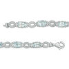 Thumbnail Image 1 of Oval Aquamarine and 0.46 CT. T.W. Diamond "O" Bracelet in Sterling Silver - 7.5"
