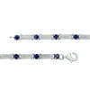 Thumbnail Image 1 of Lab-Created Blue Sapphire and 0.38 CT. T.W. Diamond Double Row Bracelet in Sterling Silver - 7.5"