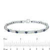 Thumbnail Image 2 of Lab-Created Blue Sapphire and 0.38 CT. T.W. Diamond Double Row Bracelet in Sterling Silver - 7.5"