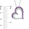 Amethyst and 0.09 CT. T.W. Diamond Tilted Heart Pendant in Sterling Silver