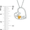 Thumbnail Image 1 of Heart-Shaped Citrine and Diamond Accent Tilted "LOVE" Pendant in Sterling Silver