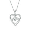 Thumbnail Image 0 of Lab-Created White Sapphire Double Heart Pendant in Sterling Silver