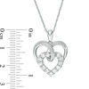 Thumbnail Image 1 of Lab-Created White Sapphire Double Heart Pendant in Sterling Silver
