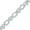 Thumbnail Image 0 of Heart-Shaped Aquamarine and 0.09 CT. T.W. Diamond "O" Link Bracelet in Sterling Silver