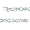 Thumbnail Image 1 of Heart-Shaped Aquamarine and 0.09 CT. T.W. Diamond "O" Link Bracelet in Sterling Silver