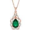 Pear-Shaped Lab-Created Emerald and White Sapphire Free-Form Frame Pendant in 10K Rose Gold