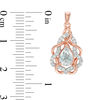 Thumbnail Image 2 of Pear-Shaped Aquamarine and Lab-Created White Sapphire Free-Form Frame Drop Earrings in 10K Rose Gold