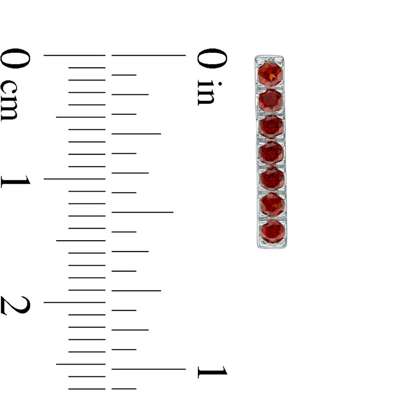 Garnet Bar Drop Earrings in Sterling Silver