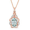 Pear-Shaped Aquamarine and Lab-Created White Sapphire Free-Form Frame Pendant in 10K Rose Gold