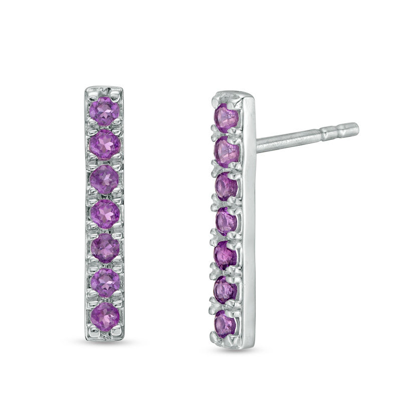 Amethyst Bar Drop Earrings in Sterling Silver|Peoples Jewellers