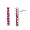 Thumbnail Image 0 of Lab-Created Ruby Bar Drop Earrings in Sterling Silver