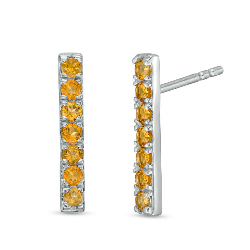 Citrine Bar Drop Earrings in Sterling Silver|Peoples Jewellers