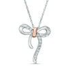 Aquamarine Bow Necklace in Sterling Silver and 10K Rose Gold