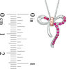 Lab-Created Ruby Bow Necklace in Sterling Silver and 10K Rose Gold