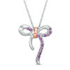 Amethyst Bow Necklace in Sterling Silver and 10K Rose Gold