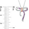 Amethyst Bow Necklace in Sterling Silver and 10K Rose Gold