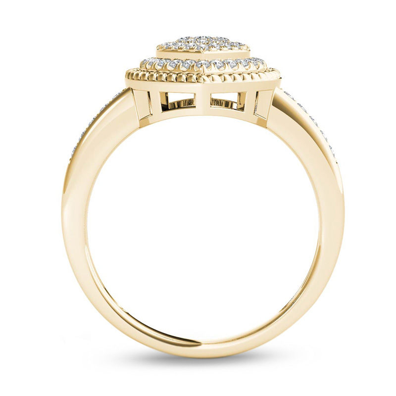 Main Image 3 of 0.23 CT. T.W. Multi-Diamond Heart-Shaped Rope Frame Ring in 10K Gold
