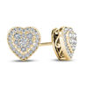 Thumbnail Image 1 of 0.30 CT. T.W. Multi-Diamond Vintage-Style Heart Stud Earrings in 10K Gold