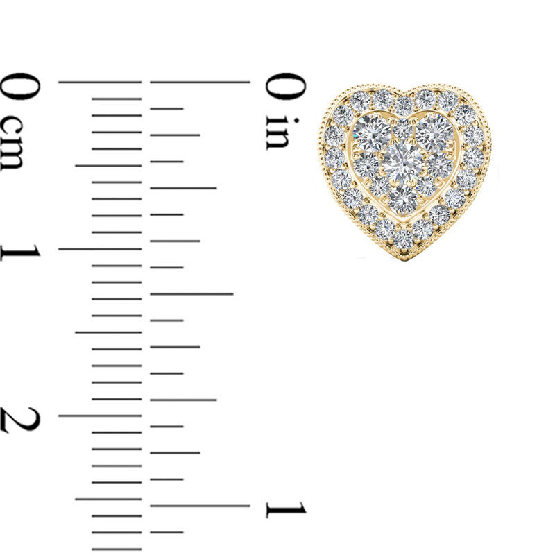 Main Image 2 of 0.30 CT. T.W. Multi-Diamond Vintage-Style Heart Stud Earrings in 10K Gold