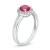 Thumbnail Image 2 of 5.7mm Lab-Created Ruby and Diamond Accent Frame Split Shank Ring in Sterling Silver