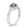 Thumbnail Image 1 of 5.7mm Amethyst and Diamond Accent Frame Split Shank Ring in Sterling Silver