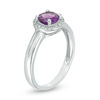 Thumbnail Image 2 of 5.7mm Amethyst and Diamond Accent Frame Split Shank Ring in Sterling Silver